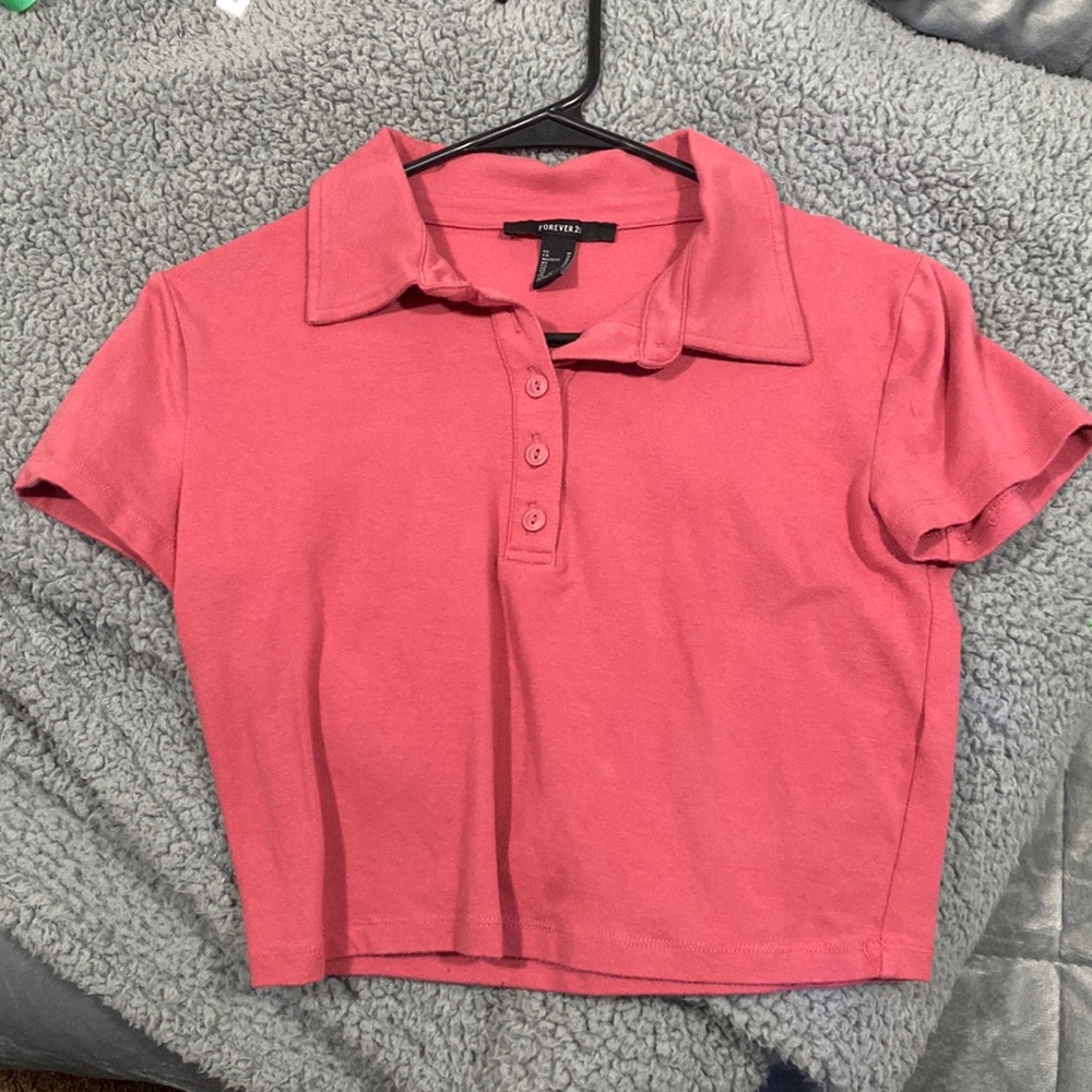 Pink Forever 21 polo shirt